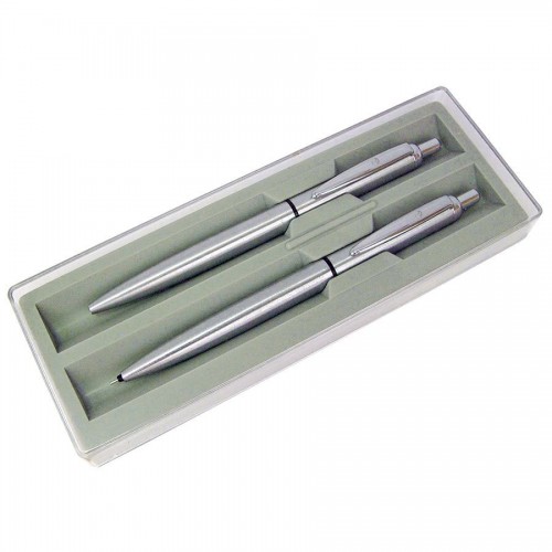 MARATHON SET, набор: ручка шариковая и карандаш механический в футляре, серебристый