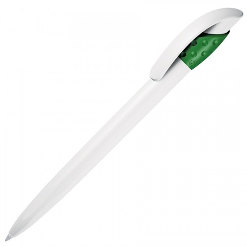 GOLF WHITE, ручка шариковая, бело-зеленый, пластик, белый, зеленый