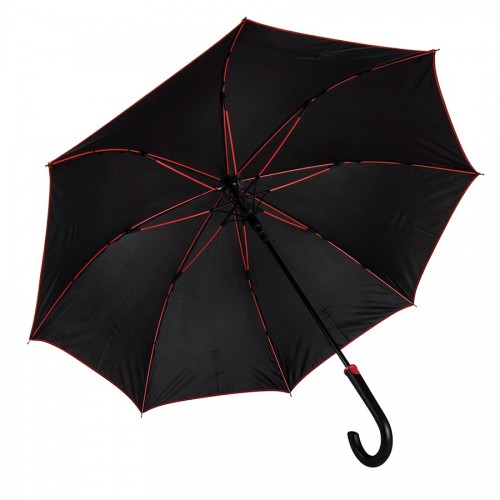 Зонт-трость BACK TO BLACK, полуавтомат, черный, красный