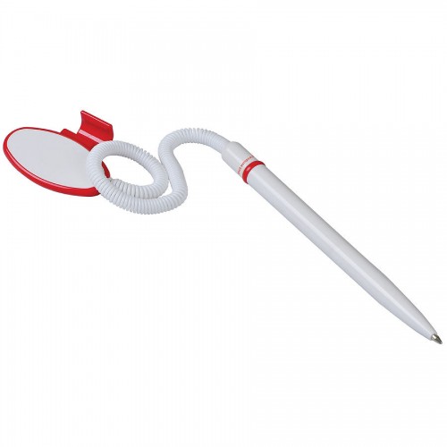 FOX SAFETOUCH, ручка шариковая с держателем, красный/белый, антибактериальный пластик, белый, красный