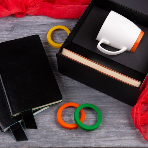 Набор подарочный SMART TALK: бизнес-блокнот, кружка, коробка, оранжевый