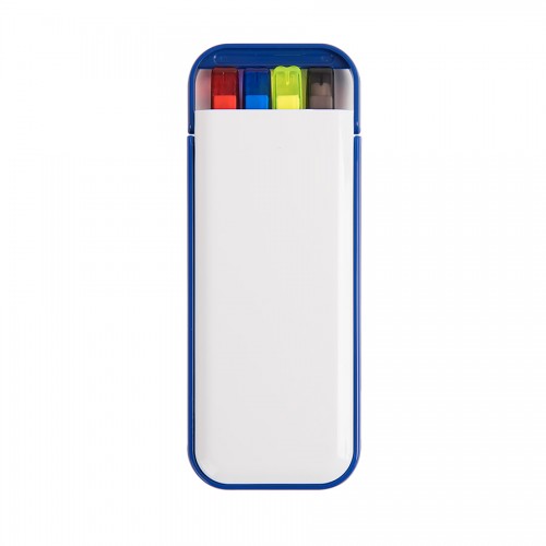 Набор 'Help': две цветных шариковых ручки,карандаш и маркер, синий