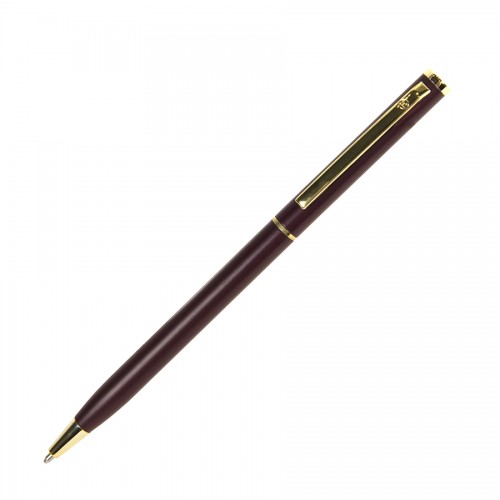 SLIM, ручка шариковая, бордо/золотистый, металл, бордовый, золотистый