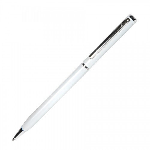 SLIM, ручка шариковая, белый/хром, металл, белый, серебристый
