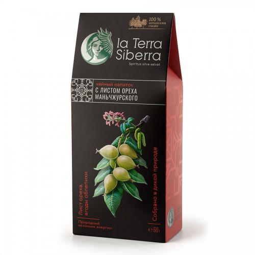 Чайный напиток со специями из серии 'La Terra Siberra' с листом ореха маньчжурского 60 гр., чёрный
