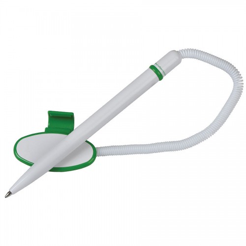 FOX SAFETOUCH, ручка шариковая с держателем, зеленый/белый, антибактериальный пластик, белый, зеленый