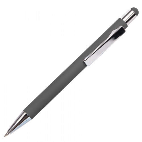 Ручка шариковая FACTOR TOUCH со стилусом, серый, серебристый