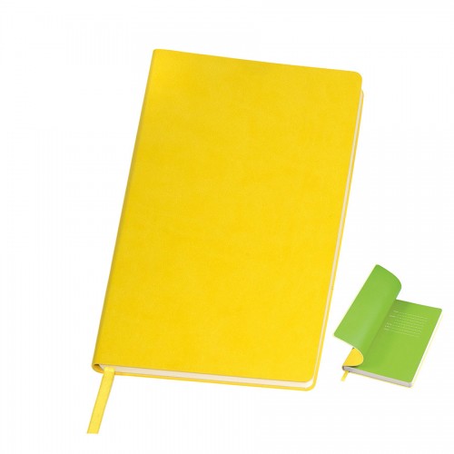 Бизнес-блокнот 'Funky' A5, желтый с зеленым форзацем, мягкая обложка, в линейку, желтый, зеленый