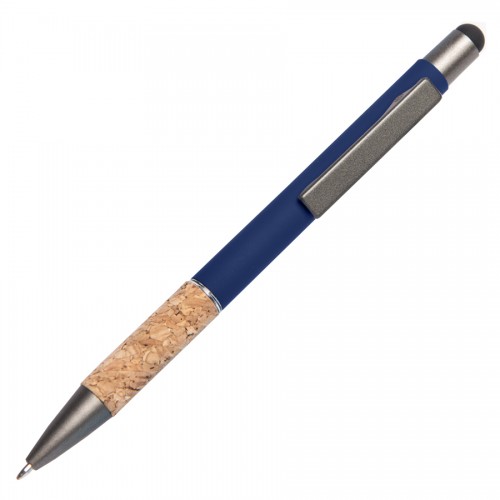 Ручка шариковая FACTOR GRIP со стилусом, синий, серый