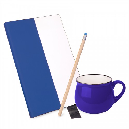 Подарочный набор LAST SUMMER: бизнес-блокнот, кружка, карандаш чернографитный, синий, белый, синий