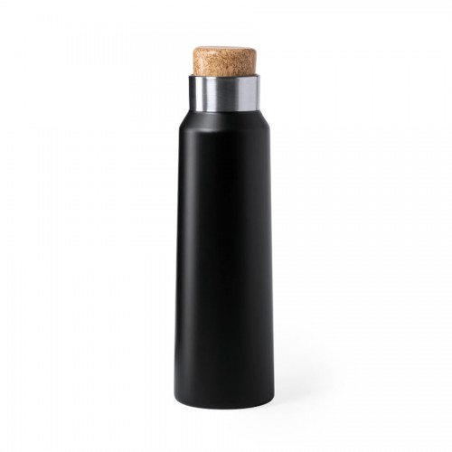 Бутылка для воды ANUKIN, 770 мл, нержавеющая сталь, натуральная пробка, черная, черный