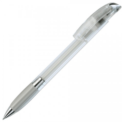NOVE LX, ручка шариковая с грипом, прозрачный белый/хром, пластик, прозрачный белый, серебристый