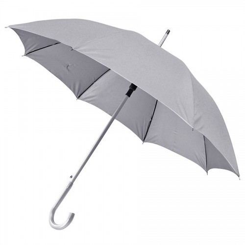 Зонт-трость с пластиковой ручкой 'под алюминий' 'Silver', полуавтомат, серый