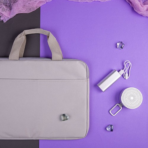 Набор подарочный CHERCHEZ LA FEMME: bluetooth-колонка, зарядное устройство, конференц-сумка, серый, серый, серебристый
