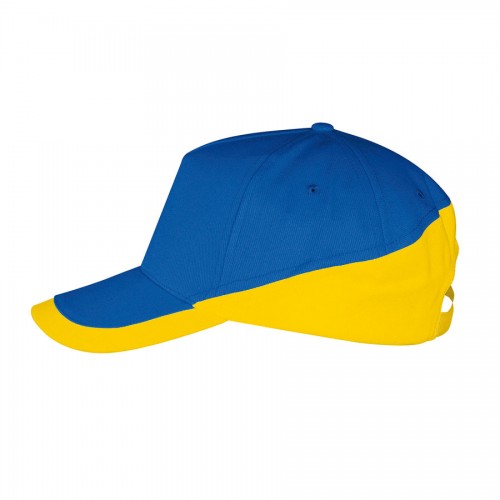 Бейсболка 'BOOSTER', 5 клиньев, металлическая застежка, ярко-синий/желтый, 100% хлопок, 260г/м2, ярко-синий, желтый