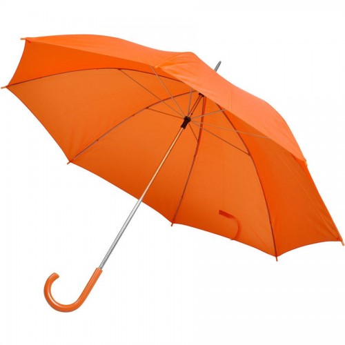 Зонт-трость с пластиковой ручкой, механический, оранжевый
