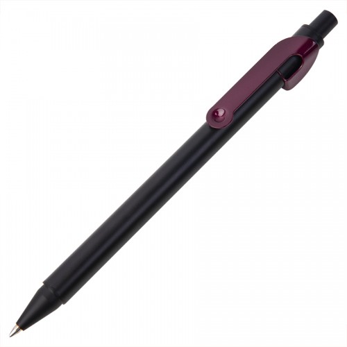 SNAKE, ручка шариковая, черный корпус, бордовый клип, бордовый, черный