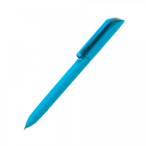 Ручка шариковая FLOW PURE, покрытие soft touch, прозрачный клип, бирюзовый