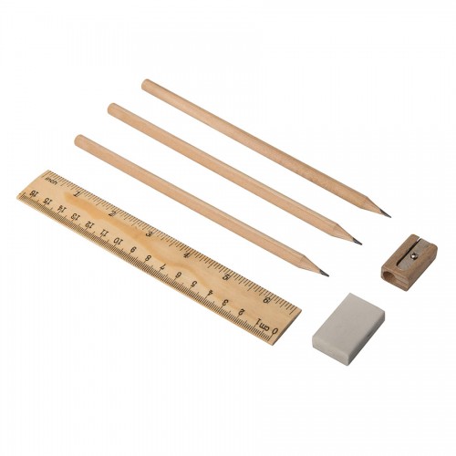 Набор 'Line':карандаш простой (3шт.),линейка,точилка и ластик, коричневый