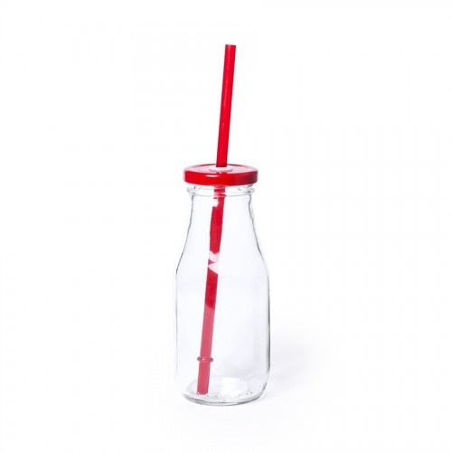 Бутылка ABALON с трубочкой, 320 мл, прозрачный, красный