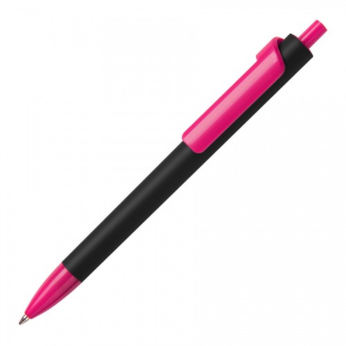 Ручка шариковая FORTE SOFT BLACK, черный/розовый, пластик, покрытие soft touch, черный, розовый