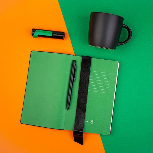 Набор подарочный BLACKEDITION:  кружка, блокнот, ручка, аккумулятор,  черный/зеленый, черный, зеленый