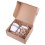 Подарочный набор SURE: наушники, зарядное устройство, термокружка, украшение,  коробка, стружка, серый, белый