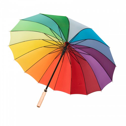 Зонт-трость 'Радуга' (полуавтомат) - 16 разноцветных клиньев, разные цвета