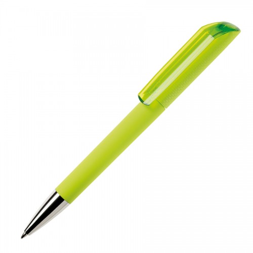 Ручка шариковая FLOW, покрытие soft touch, зеленое яблоко
