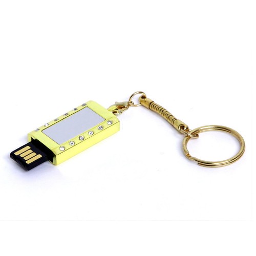 USB-флешка на 32 Гб в виде Кулона с кристаллами, мини чип, золотой