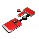 Подарочный набор USB-SET в кожанном исполнении в коробочке на 64 Гб, красный