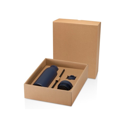 Illuminate бутылка для воды объемом 650 мл из переработанной нержавеющей стали RCS с двойными стенками и набором из 3 крышек - Синий Navy