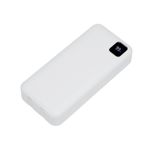 Внешний аккумулятор со встроенными кабелями Фрэйм Про, быстрая зарядка, 20000мач, белый