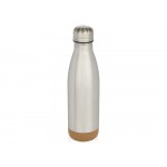 Бутылка для воды Cove из нержавеющей стали с двойными стенками и вакуумной изоляцией, объемом 500 мл, с пробковыми деталями - Matted silver