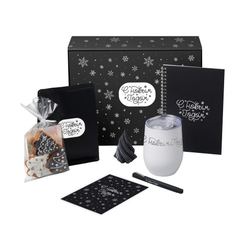Подарочный набор c термокружкой, блокнотом, ручкой и свечкой, белый