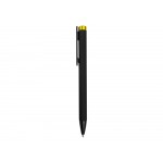 Ручка металлическая шариковая Taper Metal софт-тач с цветным зеркальным слоем, черный с желтым