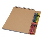 Doodle блокнот формата А5 с мягкой обложкой на спирали и набор мелков - Натуральный