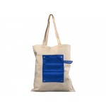 Хлопковая рулонная сумка-тоут на кнопках, натуральный/синий