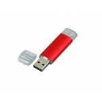 USB-флешка на 32 Гб.c дополнительным разъемом Micro USB, красный