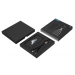 Набор из внешнего акуумулятора и универсального кабеля с подсветкой лого Reserve LED, 10000mAh, черный