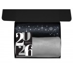 Подарочный набор c пледом, френчпрессом, чаем и медом, серый