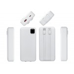 Внешний аккумулятор со встроенными кабелями Фрэйм Про, быстрая зарядка, 20000мач, белый