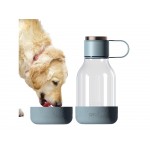 Бутылка для воды 2-в-1 Dog Bowl Bottle со съемной миской для питомцев, 1500 мл, голубой