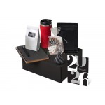 Подарочный набор c термокружкой, чаем, кофе и блокнотом, красный