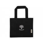 Мини эко-сумка Odessa с клинчиком, изготовленная из переработанного хлопка, сертифицированного согласно GRS, плотностью 220 г/м², объемом 9 л - сплошной черный