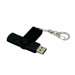 Флешка с поворотным механизмом, c дополнительным разъемом Micro USB, 16 Гб, черный