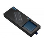 Внешний аккумулятор со встроенными кабелями Фрэйм Про, быстрая зарядка, 20000мач, тёмно-синий