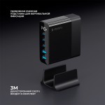 Зарядная станция 3xUSB Type-C, 2xUSB, PD, QC, 140Вт, черный, Deppa