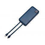 Внешний аккумулятор со встроенными кабелями Фрэйм Про, быстрая зарядка, 20000мач, тёмно-синий