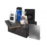 Подарочный набор c термокружкой, чаем, кофе и блокнотом, синий